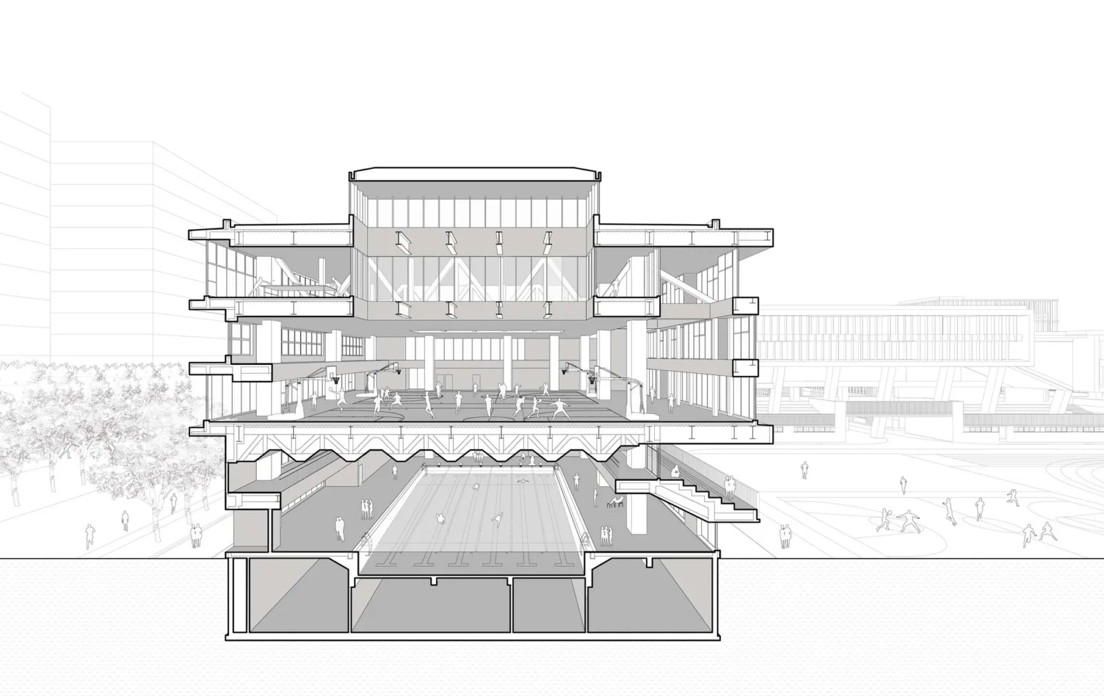 BIM Architecture | East China Normal University Second Affiliated Middle School Qiantan School and Ice Factory Tianqiantan Kindergarten/Zhizheng Architecture Studio+Dazheng Architecture Firm