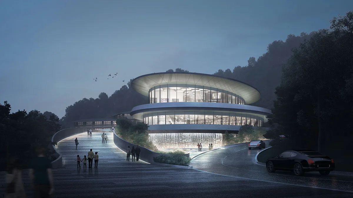 BIM Architecture | 'Integrating with Nature and Landscape' - Exhibition Hall Design of Qianxin Town, Jiangxi/GWP Architects