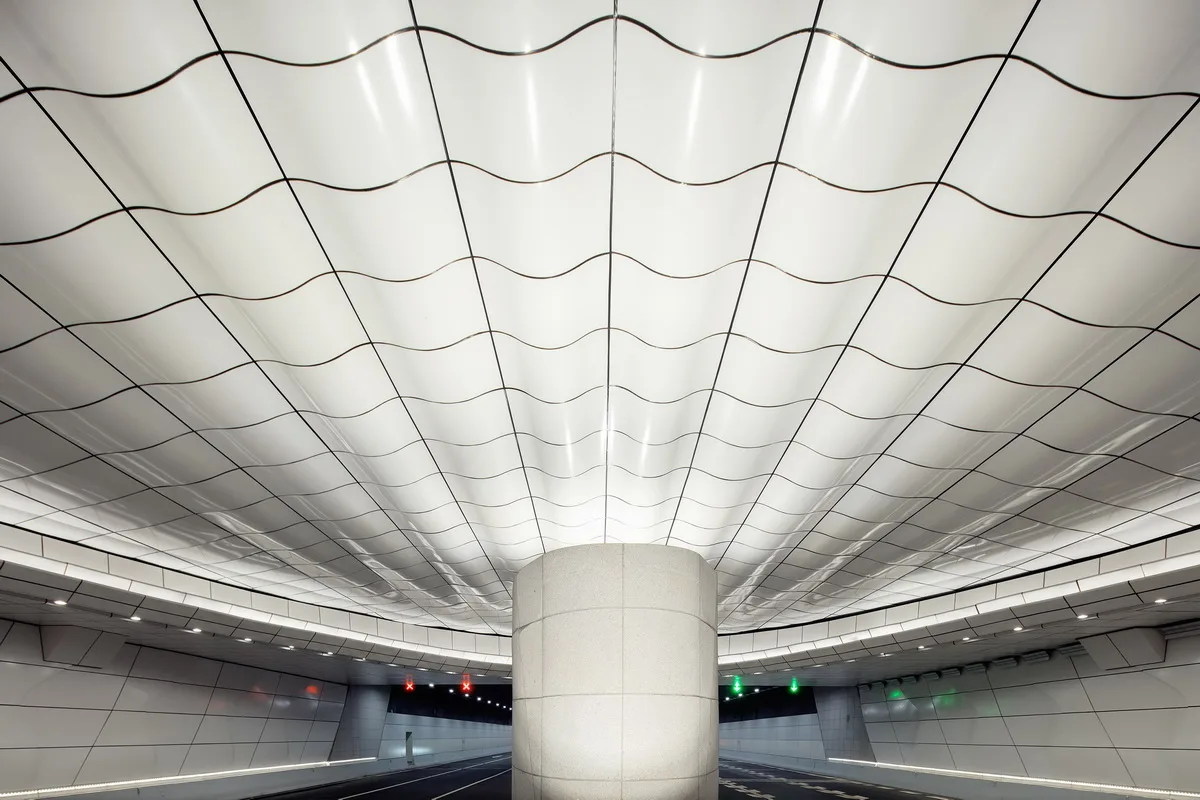 BIM Architecture | Haikou Civilization East Tunnel Light Transition Design: Elegant and Pure White Shell/Panda China
