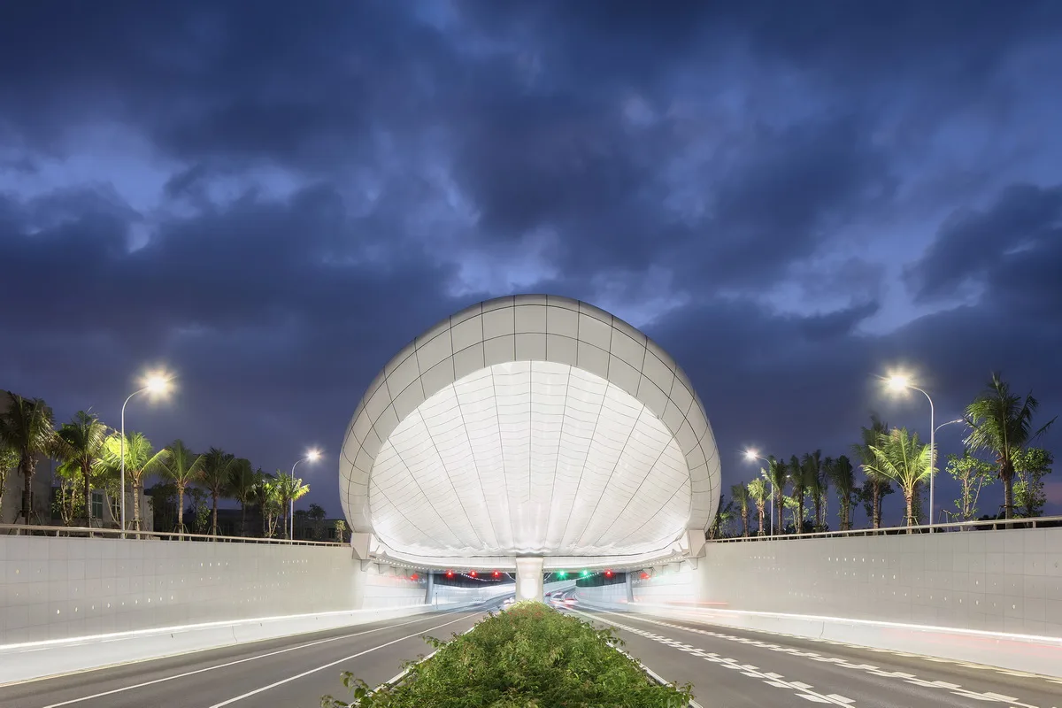 BIM Architecture | Haikou Civilization East Tunnel Light Transition Design: Elegant and Pure White Shell/Panda China