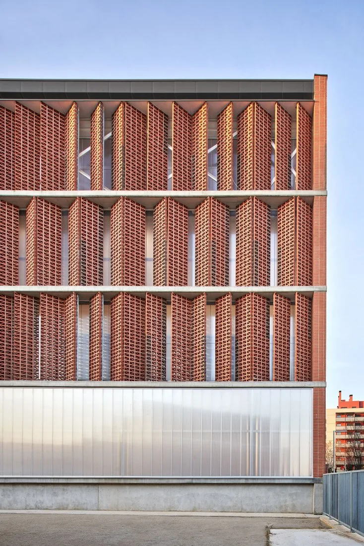 BIM Architecture | Semi underground Sports Stadium with Red Brick Walls | CAMP DEL FERRO Sports Center