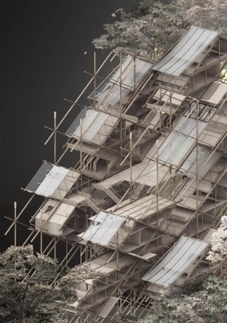 BIM Architecture | 2020 Benchmark Cup Third Prize | Traditional Wooden Structure Interprets Chinese Super Residence, Prefabricated Modules Solve the Difficulties of Epidemic Housing