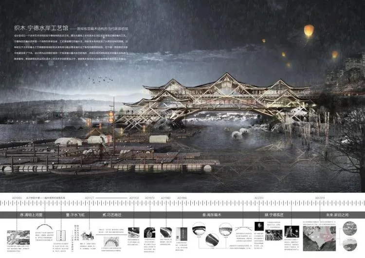 BIM Architecture | 2019 Benchmark Cup Second Prize | Building a Waterfront Craft Museum with Traditional Wooden Arch Bridge Technology