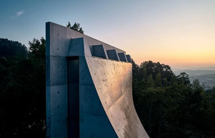 BIM Architecture | A concrete chapel nestled in the woods, serene, elegant, and full of natural atmosphere, by Nicholas Burns, Portugal