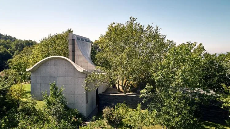 BIM Architecture | A concrete chapel nestled in the woods, serene, elegant, and full of natural atmosphere, by Nicholas Burns, Portugal