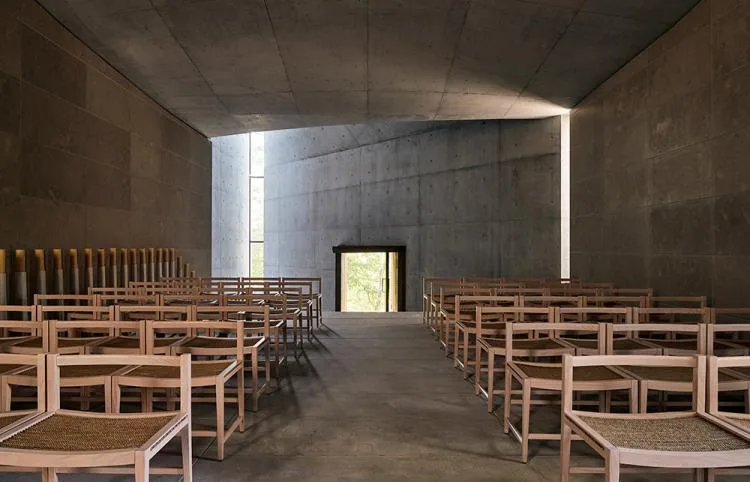 BIM Architecture | A concrete chapel nestled in the woods, serene, elegant, and full of natural atmosphere, by Nicholas Burns, Portugal