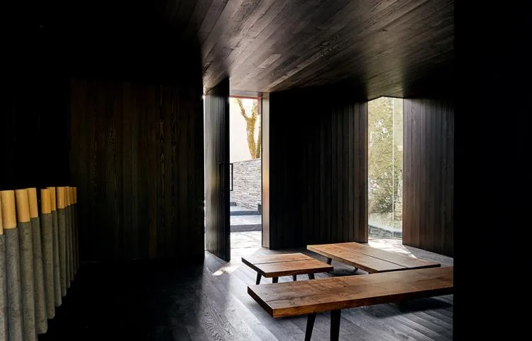 BIM Architecture | A concrete chapel nestled in the woods, serene, elegant, and full of natural atmosphere, by Nicholas Burns, Portugal