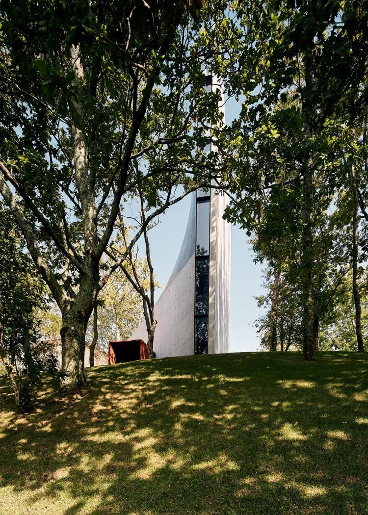 BIM Architecture | A concrete chapel nestled in the woods, serene, elegant, and full of natural atmosphere, by Nicholas Burns, Portugal