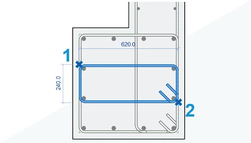 Two-point steel bar placement