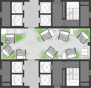 BIM Architecture | Seven Small Houses · High rise Youth Apartment Shared Courtyard Renovation | Seven in One Design