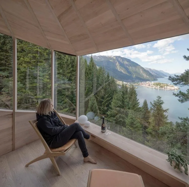 BIM Architecture | Norwegian 'Bird's Nest' style hut, supported by a tree trunk for a 15 ㎡ space/Helen& Hard