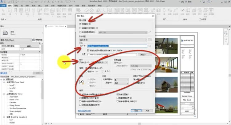 PDF export options
