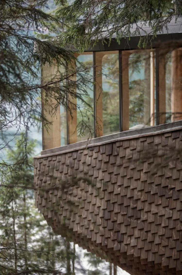 BIM Architecture | Norwegian 'Bird's Nest' style hut, supported by a tree trunk for a 15 ㎡ space/Helen& Hard