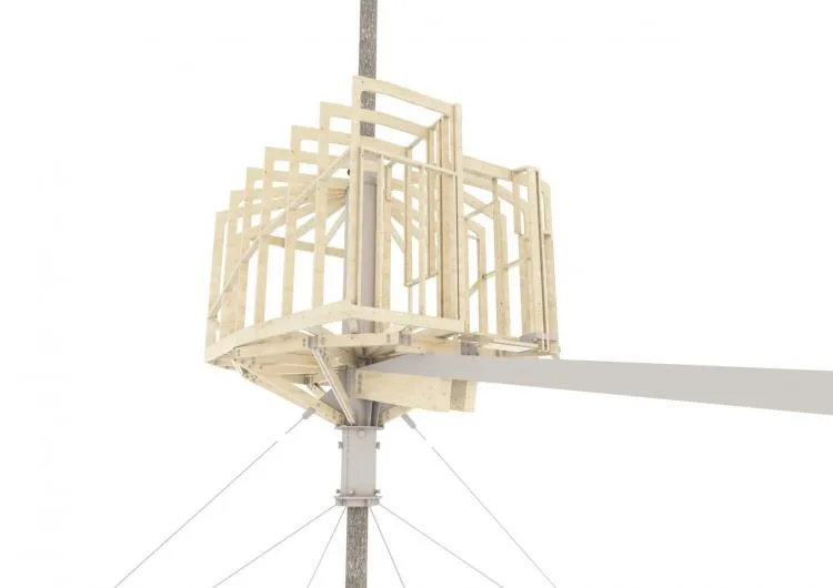 BIM Architecture | Norwegian 'Bird's Nest' style hut, supported by a tree trunk for a 15 ㎡ space/Helen& Hard