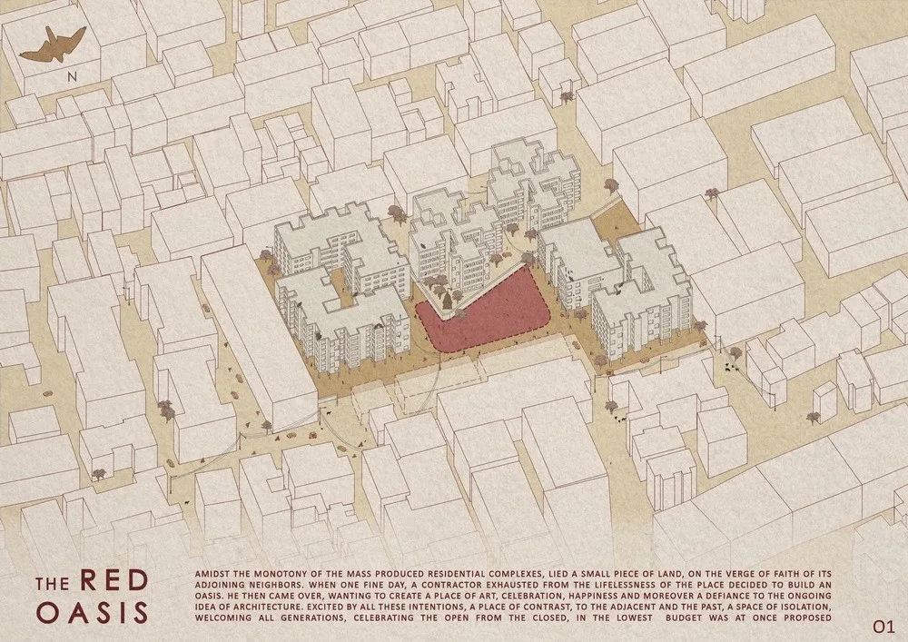 BIM Architecture | Red Oasis in Reinforced Cement/PMA Madhushhala