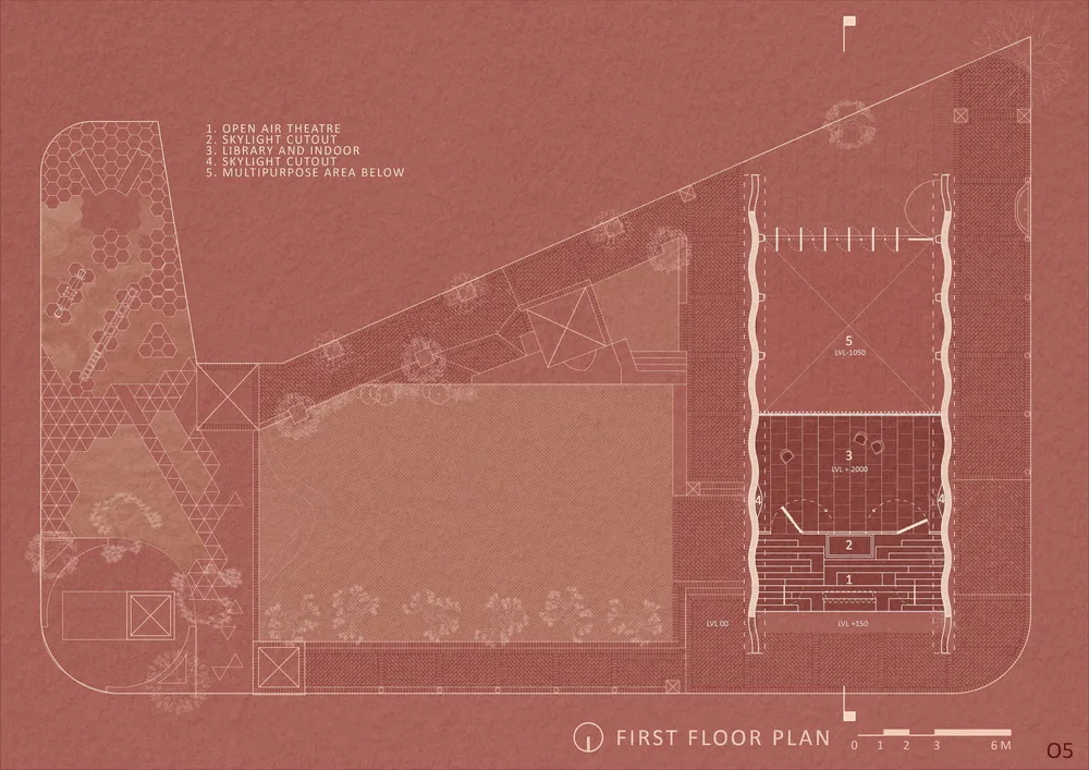BIM Architecture | Red Oasis in Reinforced Cement/PMA Madhushhala