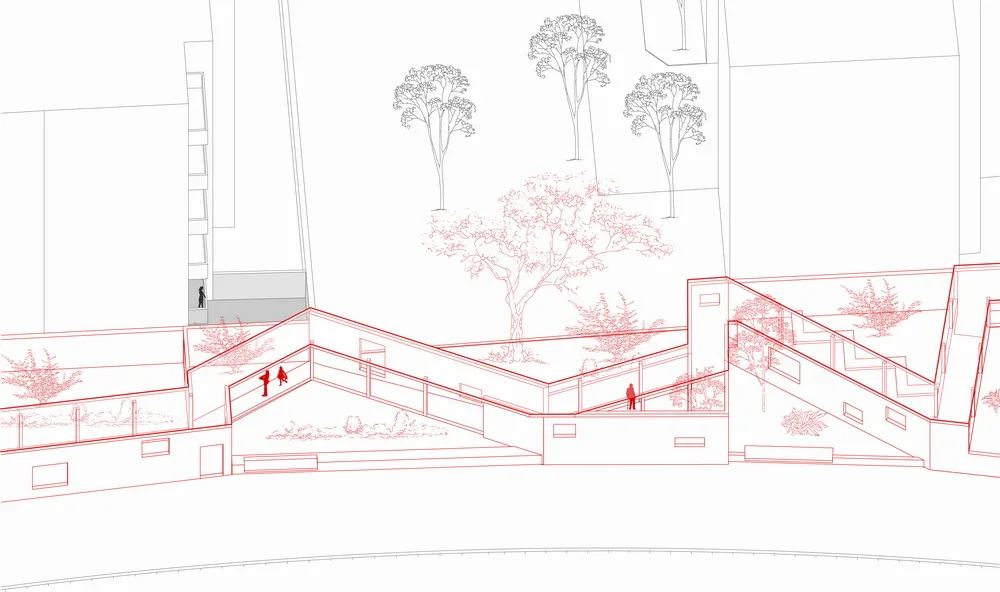 BIM architecture | Multi corridor fence next to residential area/Ziyunzhai building