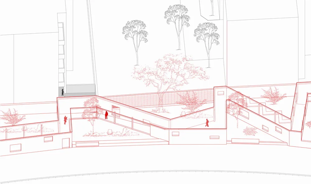 BIM architecture | Multi corridor fence next to residential area/Ziyunzhai building