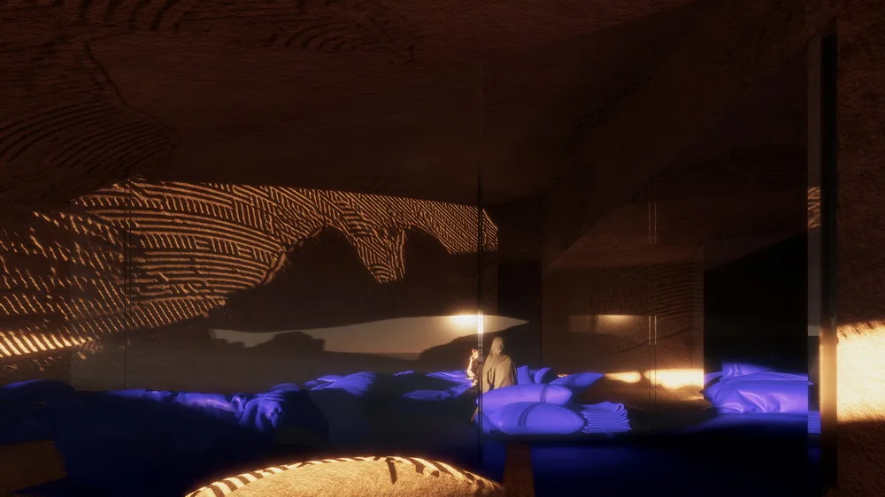 BIM Architecture | Jean Nouvel's New Proposal for a Resort Hotel Under Rock Layers in Saudi Arabia
