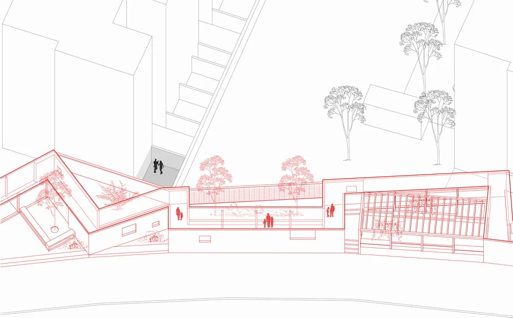 BIM architecture | Multi corridor fence next to residential area/Ziyunzhai building