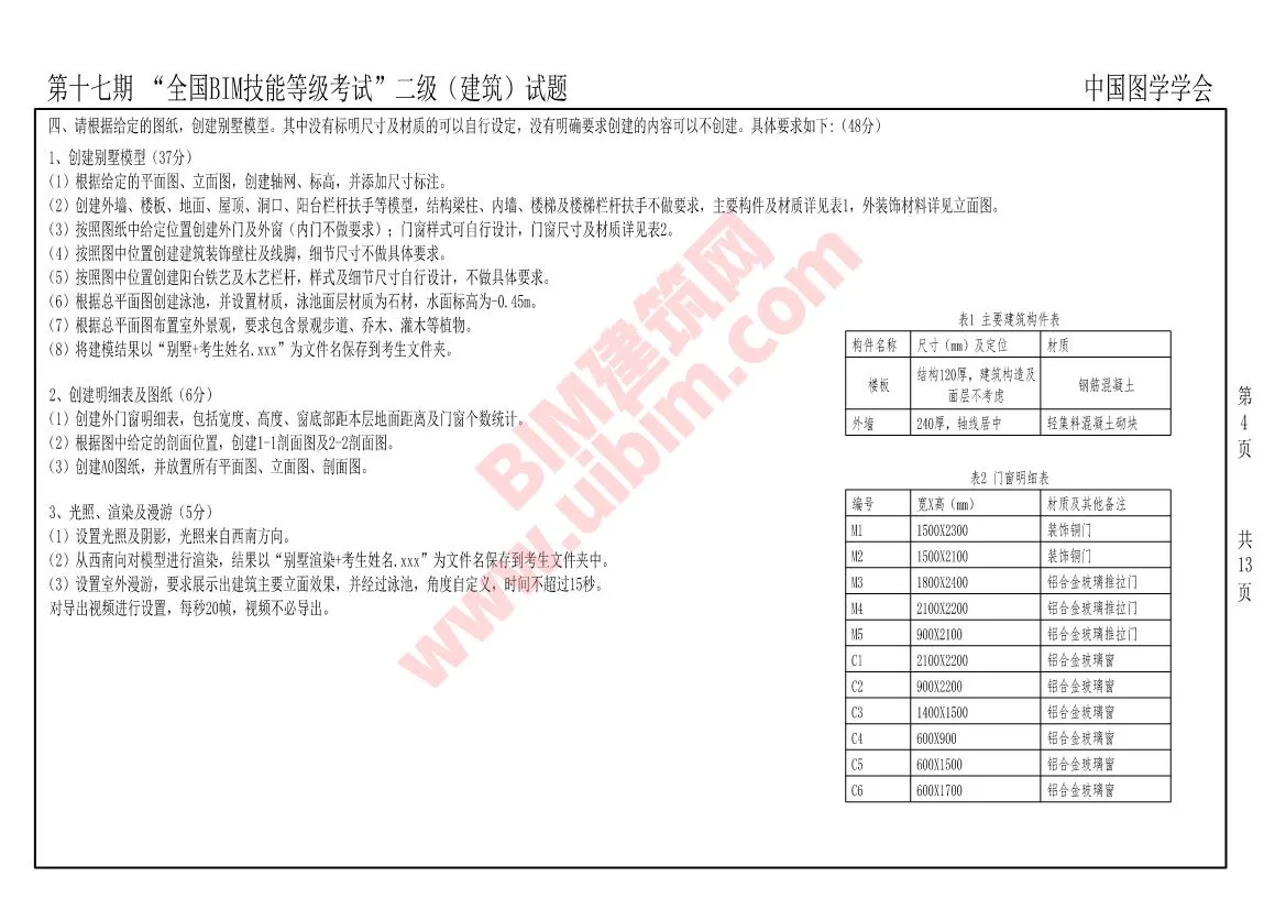 The 17th National BIM Skill Level Examination Level 2 Architectural Professional Test Questions Download