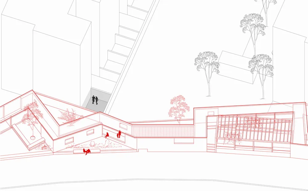 BIM architecture | Multi corridor fence next to residential area/Ziyunzhai building