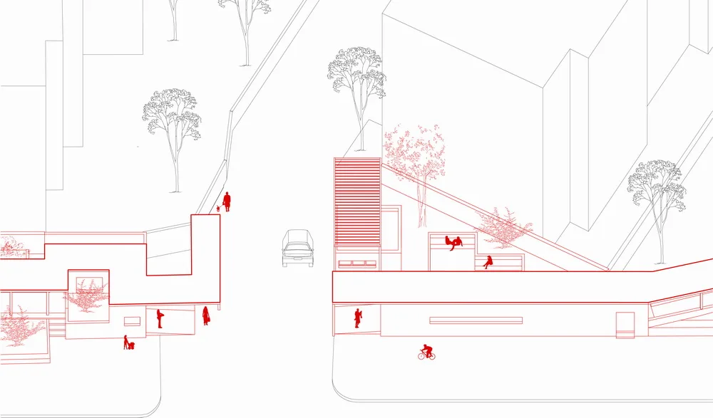 BIM architecture | Multi corridor fence next to residential area/Ziyunzhai building