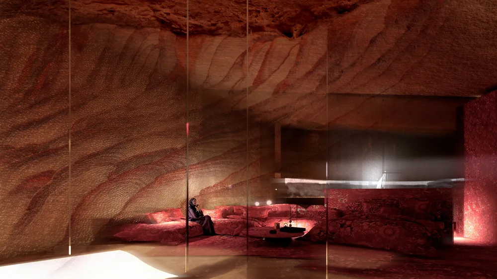 BIM Architecture | Jean Nouvel's New Proposal for a Resort Hotel Under Rock Layers in Saudi Arabia