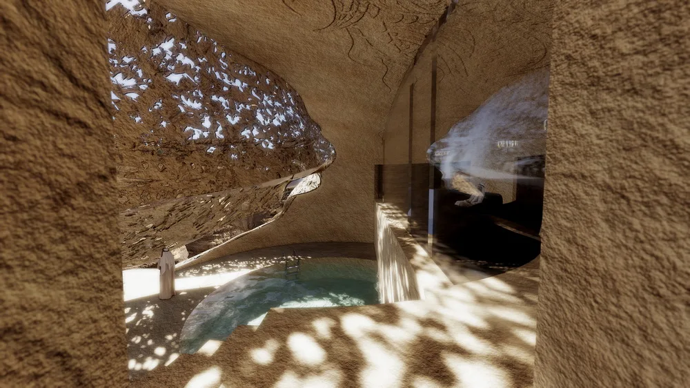 BIM Architecture | Jean Nouvel's New Proposal for a Resort Hotel Under Rock Layers in Saudi Arabia