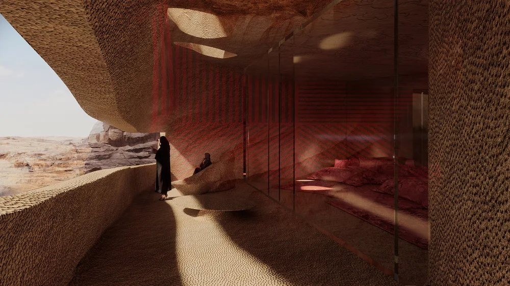 BIM Architecture | Jean Nouvel's New Proposal for a Resort Hotel Under Rock Layers in Saudi Arabia