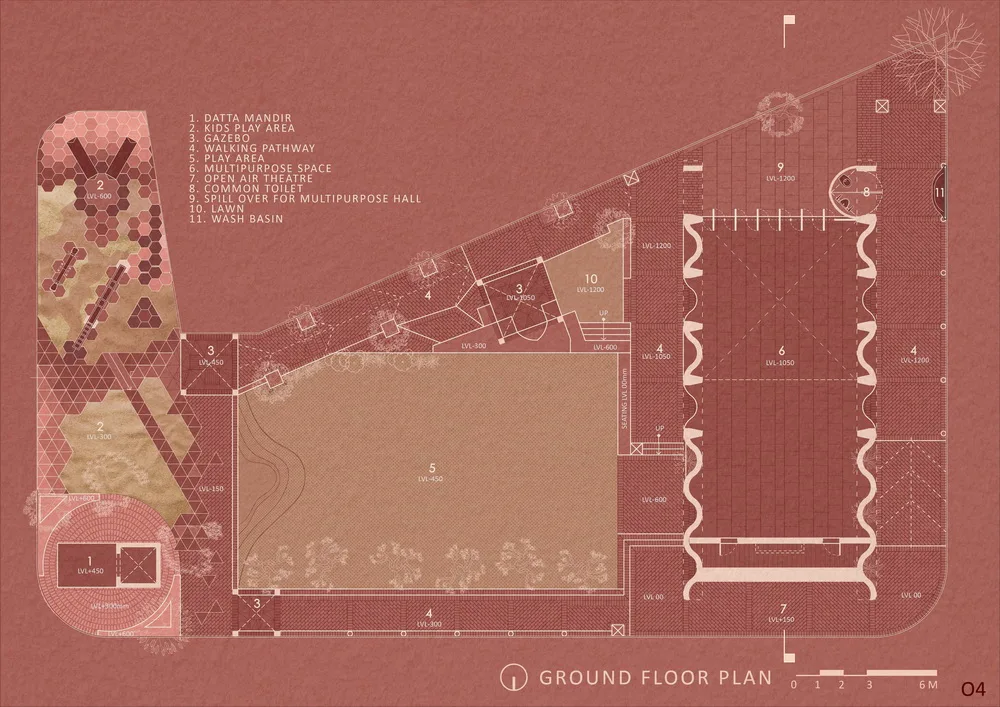 BIM Architecture | Red Oasis in Reinforced Cement/PMA Madhushhala
