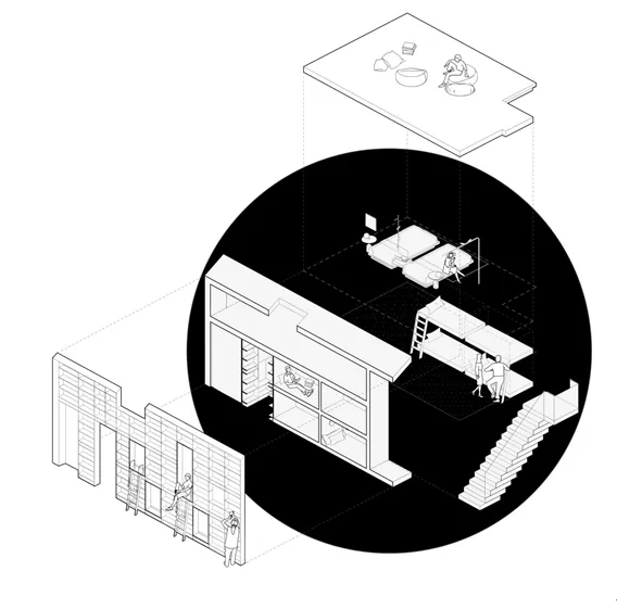 BIM architecture | Inside and outside, each in its own place in the natural mountains and fields