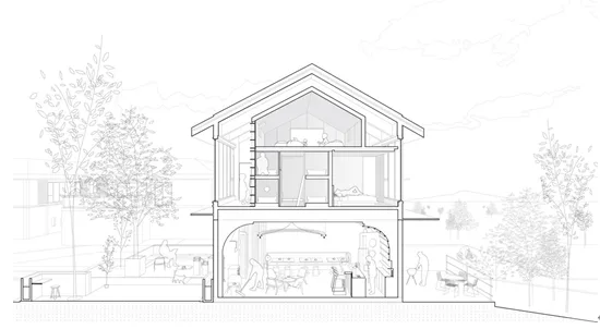 BIM architecture | Inside and outside, each in its own place in the natural mountains and fields