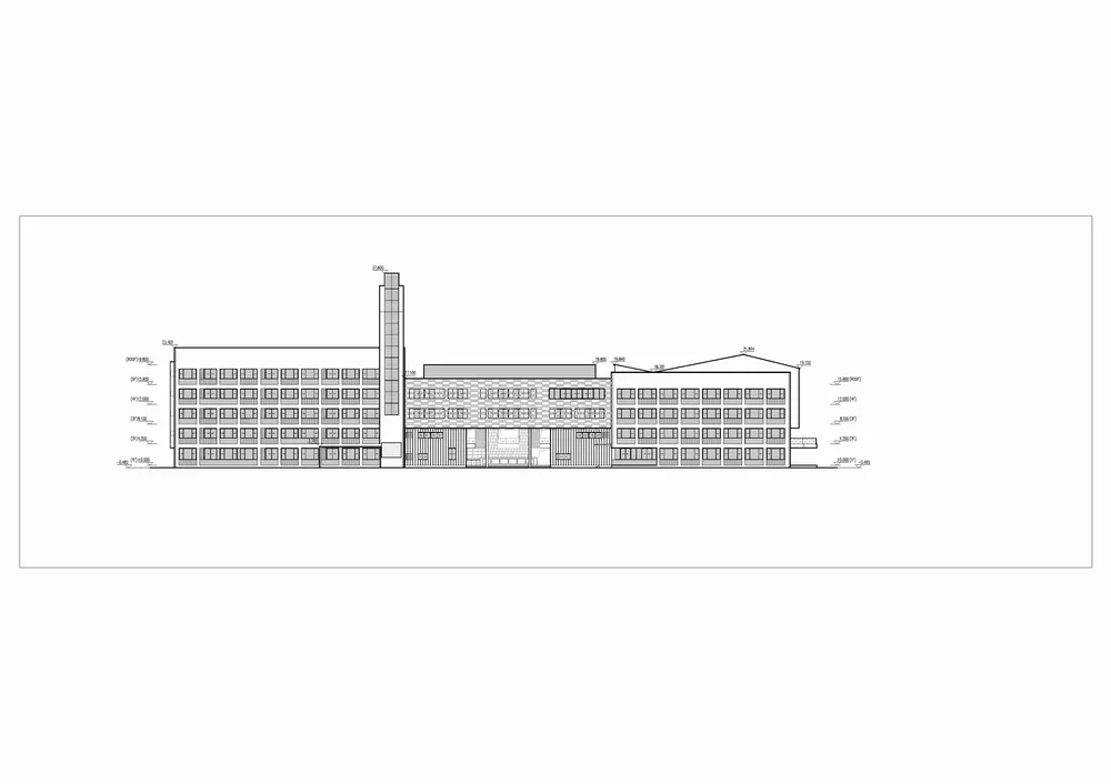 BIM Architecture | Refactoring 'Jiangnan Academy': Suzhou High tech Zone No.4 Middle School/Zhongheng Design - South Elevation