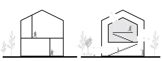 BIM architecture | Inside and outside, each in its own place in the natural mountains and fields