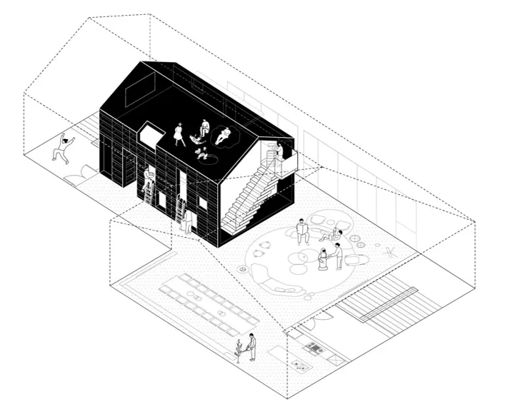 BIM architecture | Inside and outside, each in its own place in the natural mountains and fields