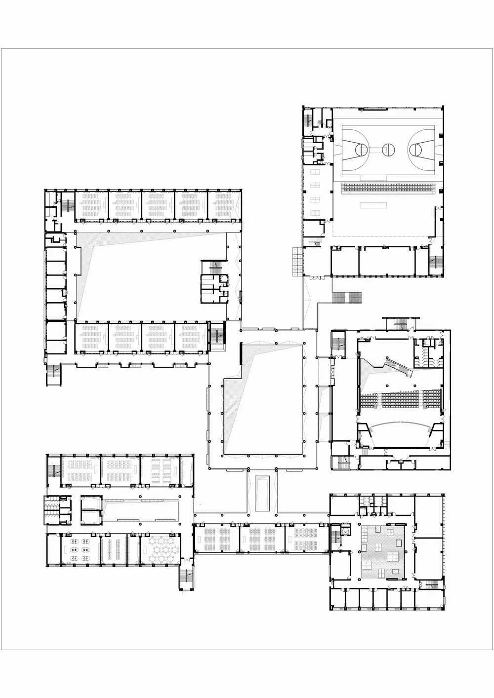 BIM Architecture | Refactoring 'Jiangnan Academy': Suzhou High tech Zone No.4 Middle School/Zhongheng Design - Second Floor Plan