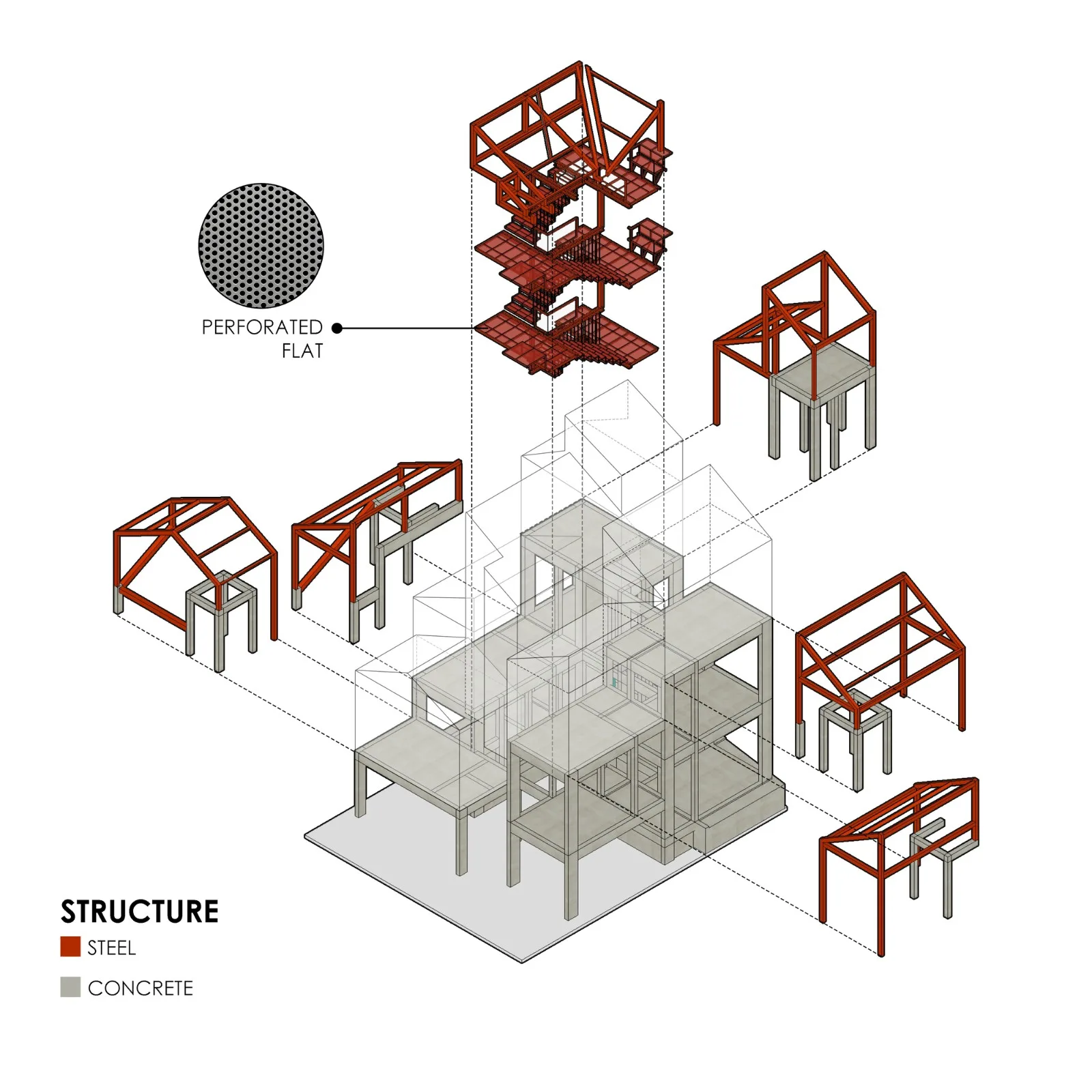 BIM Architecture | 'Gradually Stacking' Red Zone Boarding Apartments/Ismail Solehudin Architecture