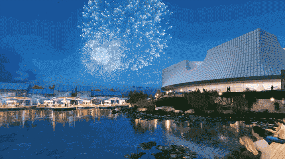 Night Scene at Lakeside Dining and Theater