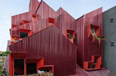 BIM Architecture: Gradually Stacked Red Zone Boarding Apartments by Ismail Solehudin-BIM WORLD