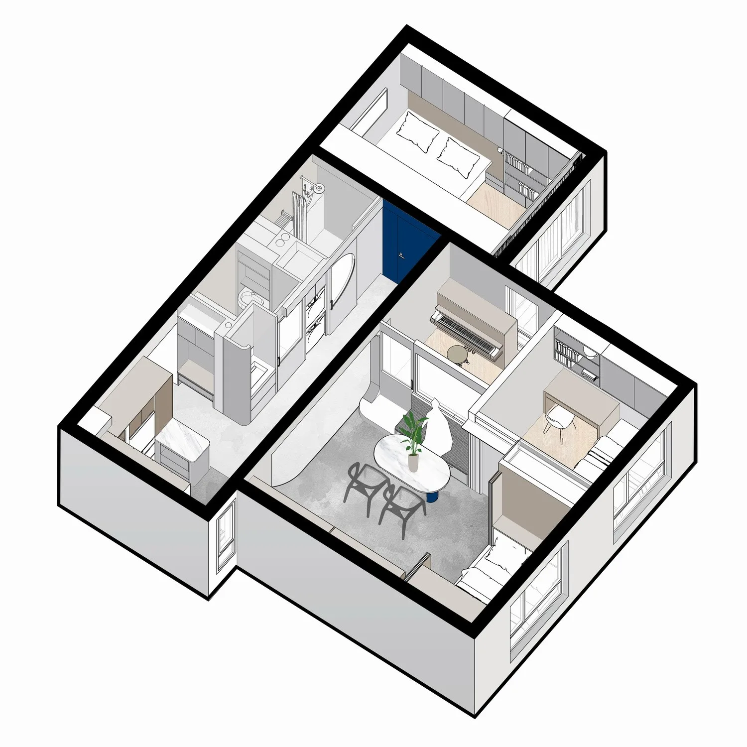 BIM Architecture | 'Blue Realm' Klein's Streamlined Music Home/Theater Architecture Design Studio