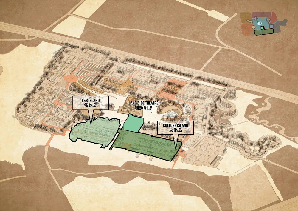 Dining Island, Cultural Island, and Lakeside Theater