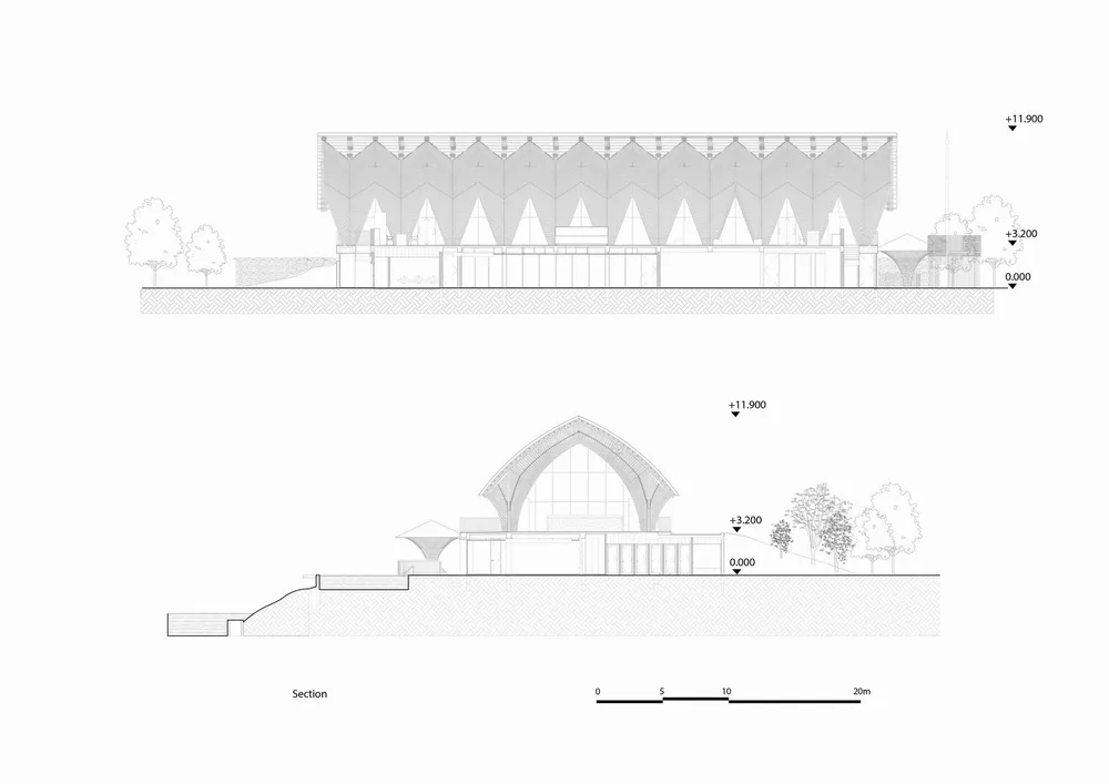 BIM Architecture | Large span arched bamboo beams, Casamia Community Home/VTN Architects