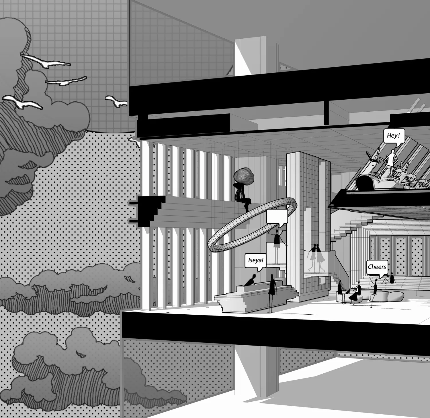 BIM Architecture | ISEYA Floating Cloud High Altitude Hotel [Chaotianmen Flagship Store]/Preaching Space Design