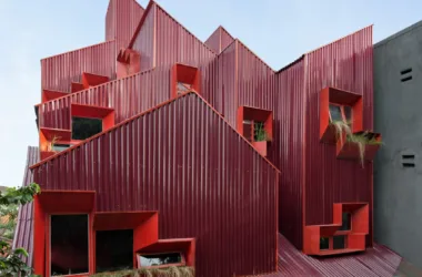 BIM Architecture: Gradually Stacked Red Zone Boarding Apartments by Ismail Solehudin-BIM WORLD