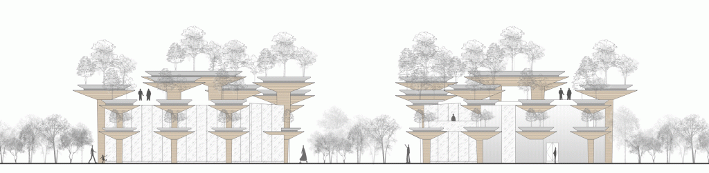 BIM architecture | Natural growth space under daily scenery: "Umbrella Hill" lifestyle collection store/line+architectural firm+gad