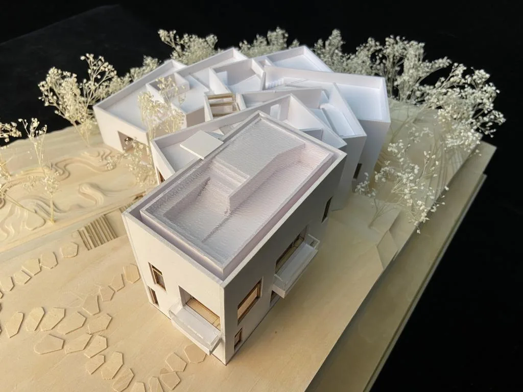 BIM Architecture | Red Stone Houses in High Mountains, Flowing Waters, and Pine Forests/Plain Architecture Design Firm