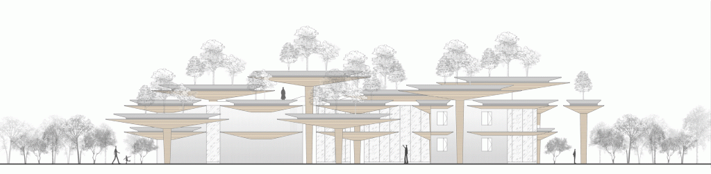 BIM architecture | Natural growth space under daily scenery: "Umbrella Hill" lifestyle collection store/line+architectural firm+gad