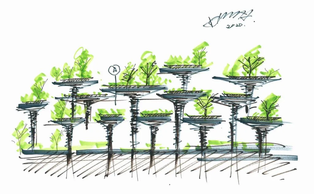BIM architecture | Natural growth space under daily scenery: "Umbrella Hill" lifestyle collection store/line+architectural firm+gad