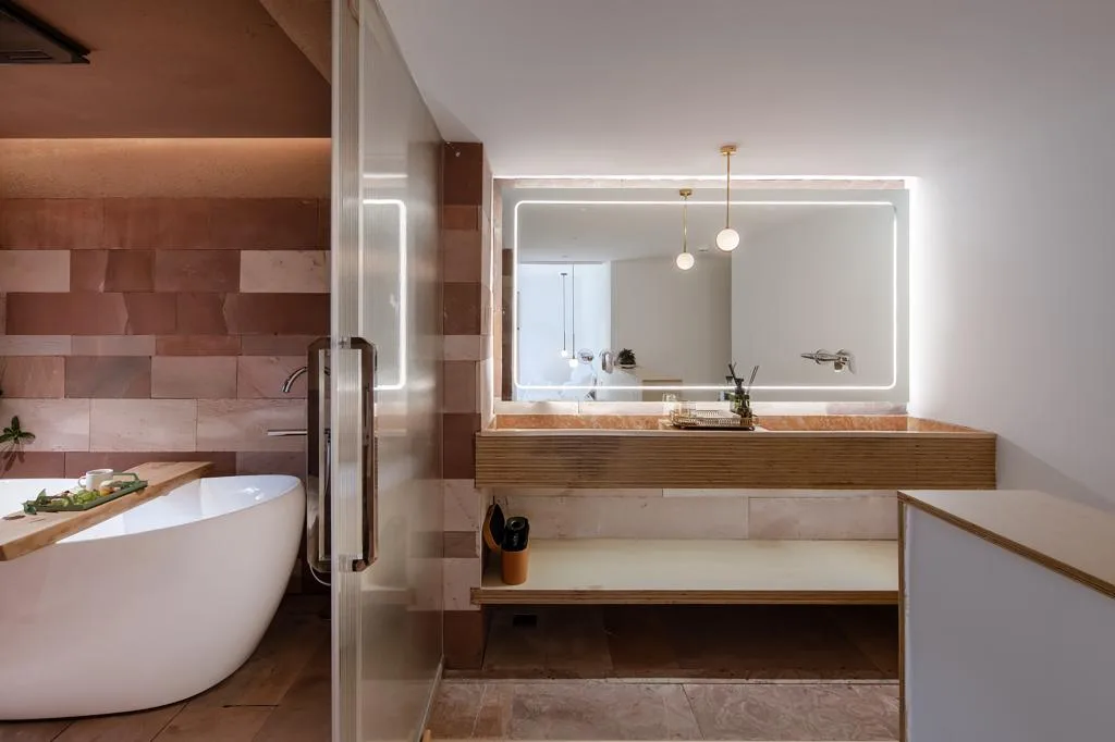 BIM Architecture | Red Stone Houses in High Mountains, Flowing Waters, and Pine Forests/Plain Architecture Design Firm